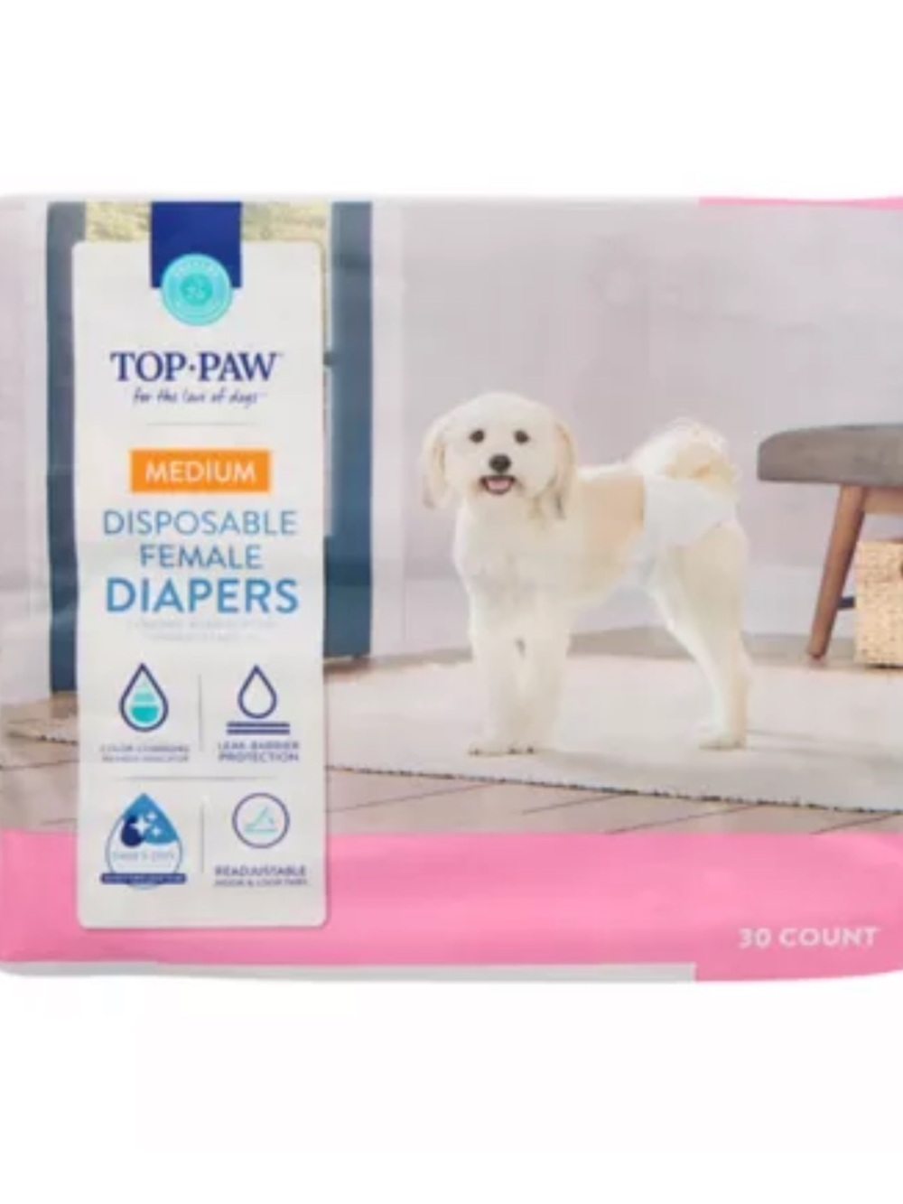 Top Paw MEDIUM Disposable Female Dog Diapers - 21 count